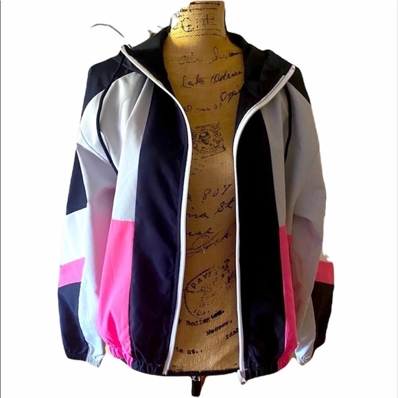 BETSEY JOHNSON Color Block Windbreaker Jacket Pink/Grey/Black Medium ECU… - Picture 1 of 8